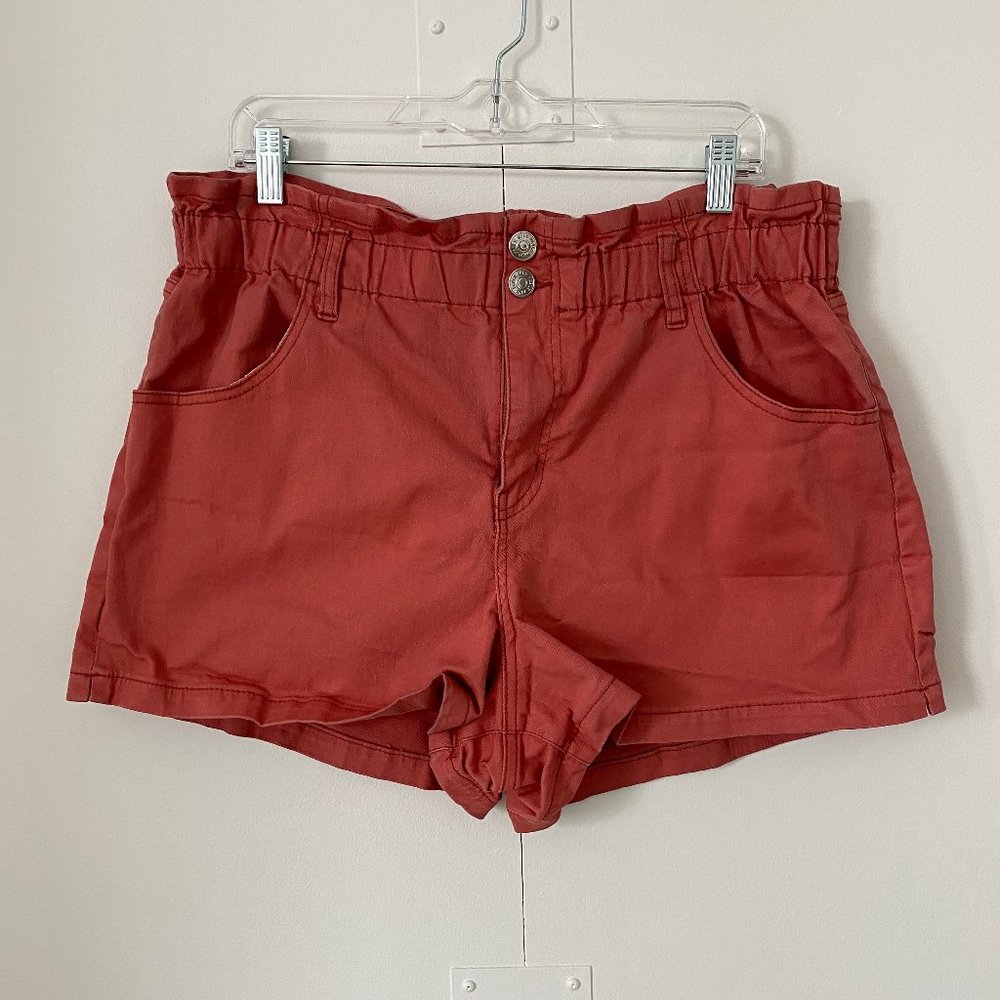 Red/Orange Paper Bag High Waisted Shorts